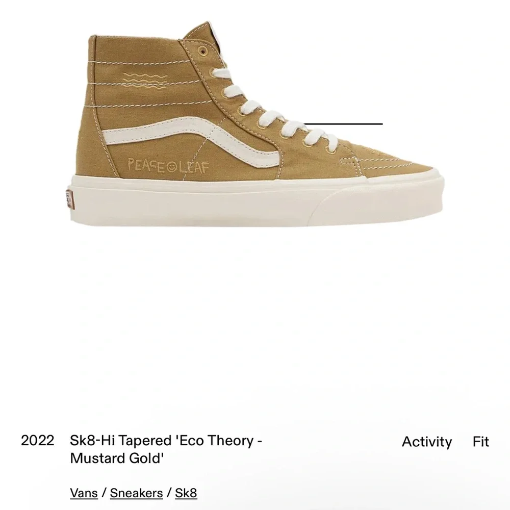 VANS Sk8-Hi Eco Theory Tapered Hemp Peace Leaf Mens 7 Womens 8.5 Mustard Gold - Picture 11 of 11
